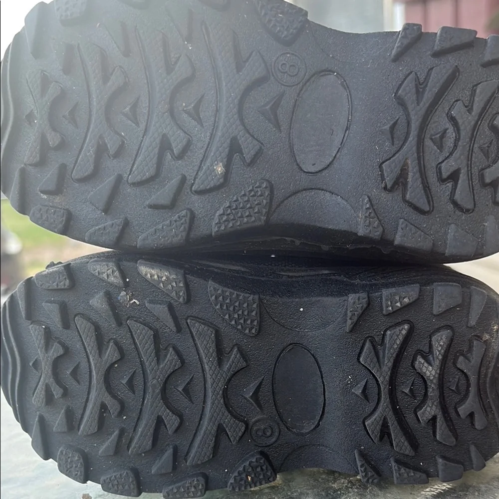 Kids Black and Gray Winter Boots with Lime Trim